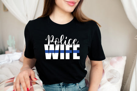 Police Wife T Shirt - Comfortable Blue Line Support Tee