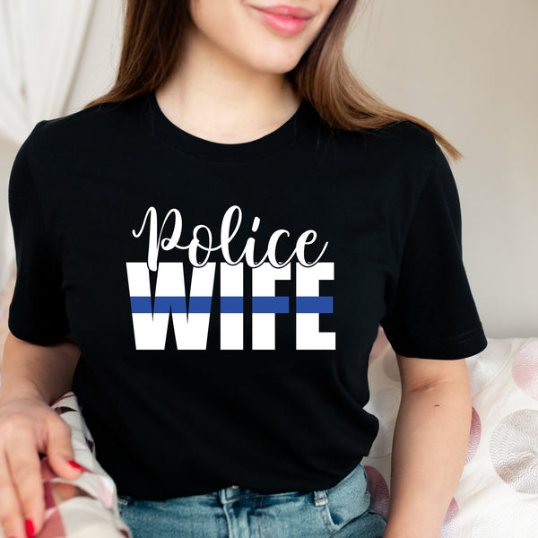 Police Wife T Shirt - Comfortable Blue Line Support Tee