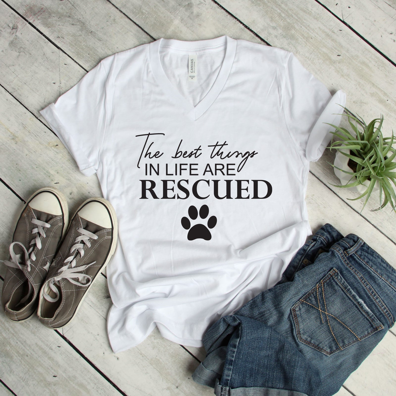 The Best Things in Life are Rescued T Shirt - Dog Mom Statement Shirt - Pet Rescue - Dog Rescue Shirt - Dog Lover T Shirt - Dog Paw Shirt