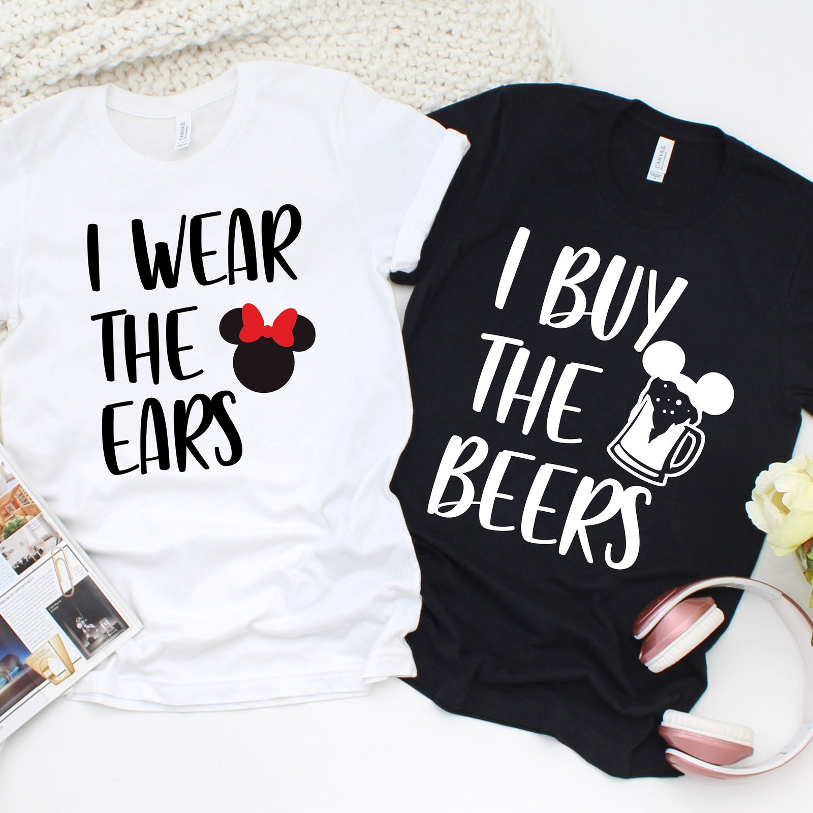 I wear the Ears - I Buy the Beers Matching Disney Shirts - Disney Couples - Matching Shirts
