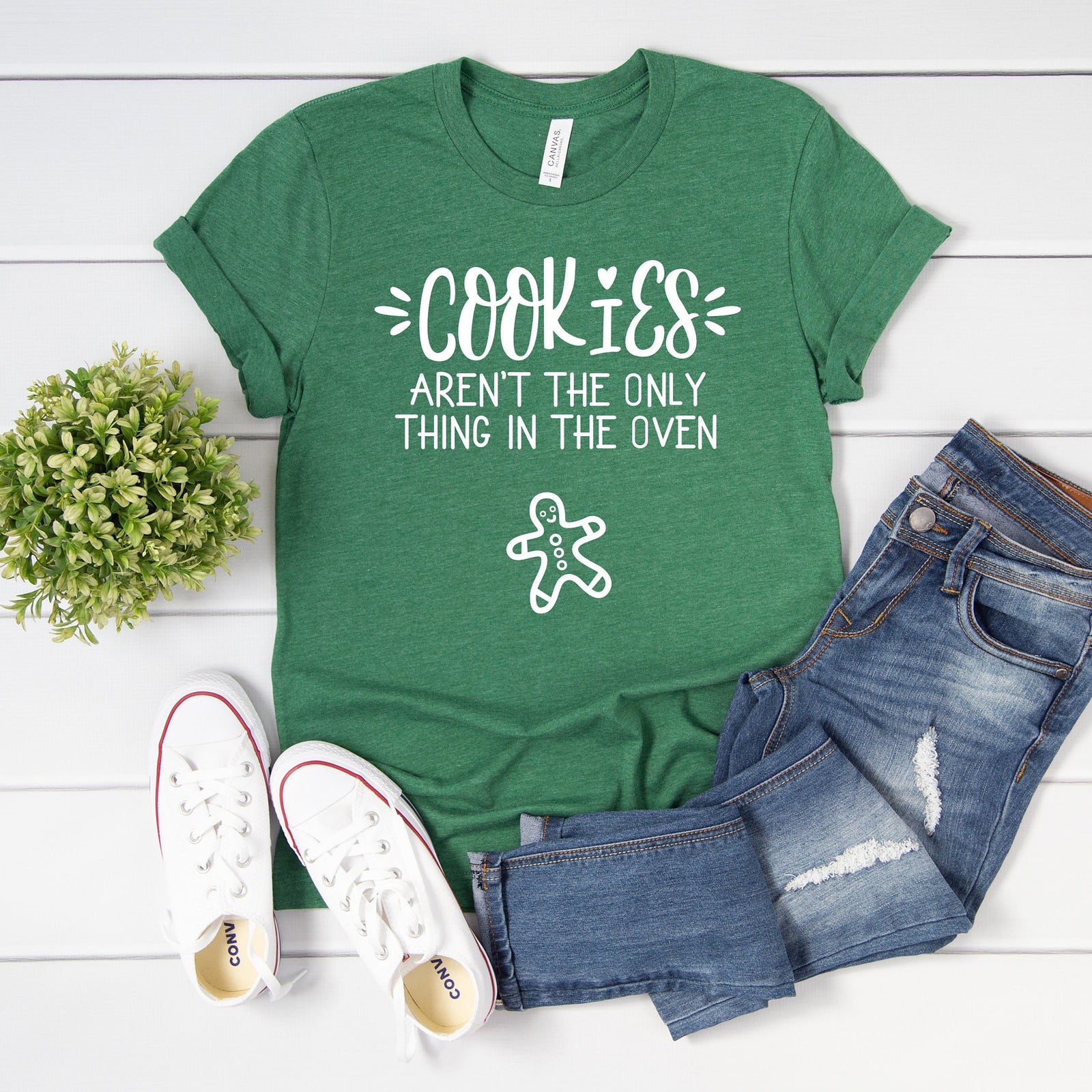 Cookies Aren't the Only Thing in the Oven Christmas T Shirt - Funny Pregnancy Announcement T Shirt - Christmas Baby Announcement Shirt
