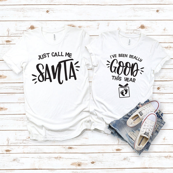 Pregnancy Announcement Christmas Couple Shirts with Humor