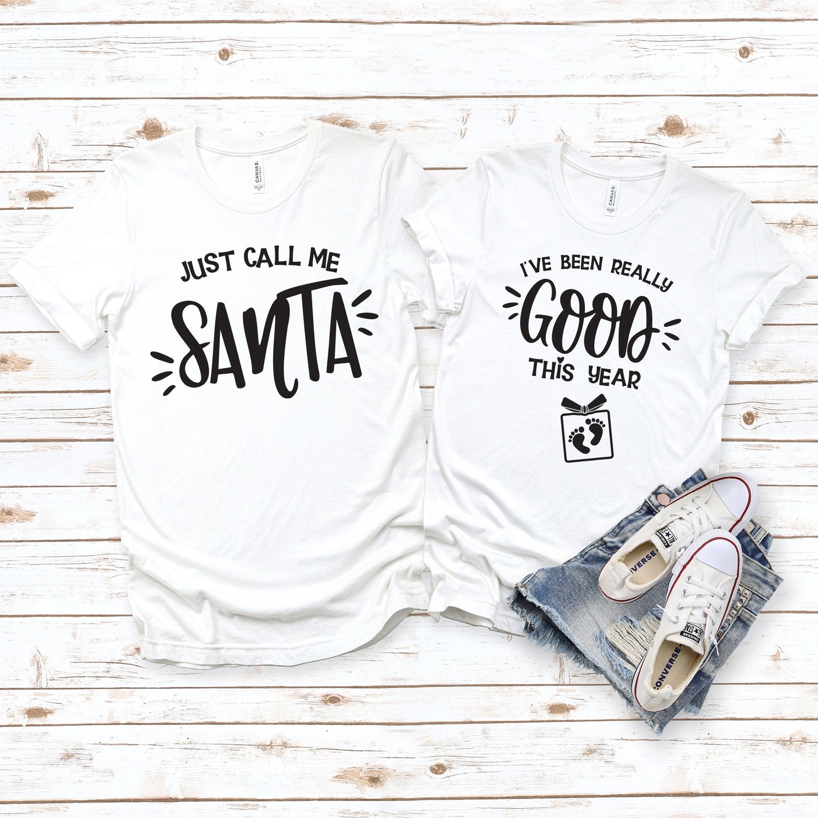 Pregnancy Announcement Christmas Couple Shirts -I've Been Really Good This Year - Just Call Me Santa - Christmas Baby Reveal - Holiday Humor