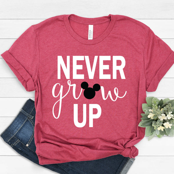 Never Grow Up Mickey T Shirt for Disney Fans