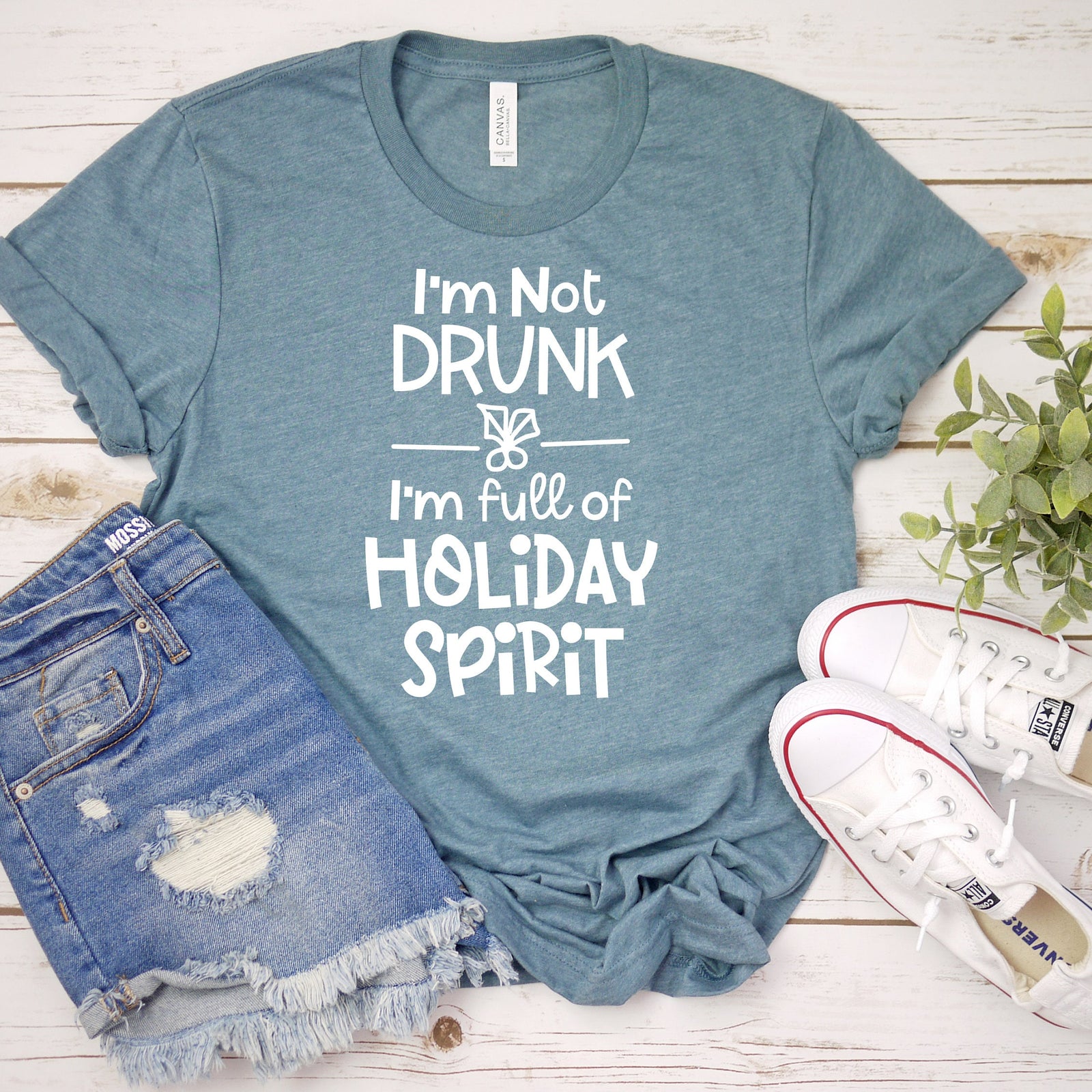 I'm not Drunk - I'm Full of Holiday Spirit Christmas T Shirt - Wine Lover T Shirt - Funny Christmas Party Matching Shirt Gift