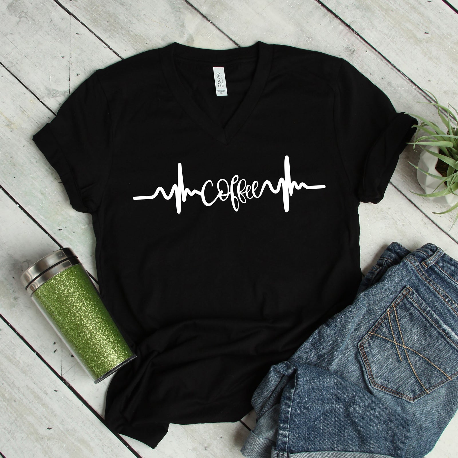 Coffee Heartbeat T Shirt - Coffee Lovers - Gift for Coffee Lover
