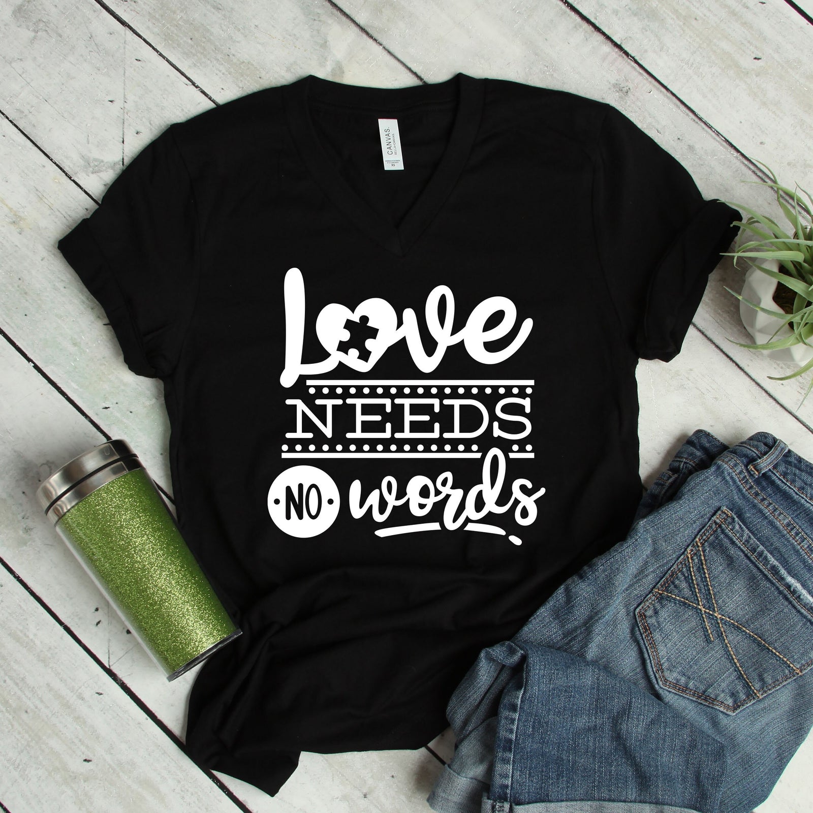 Love Needs No Words -  Autism Shirt - Teacher Shirts - Spectrum - SPED Shirt - Autism Awareness