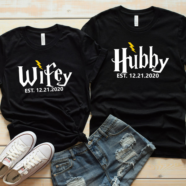 Custom Wifey and Hubby Matching Shirts for Honeymoon Fun