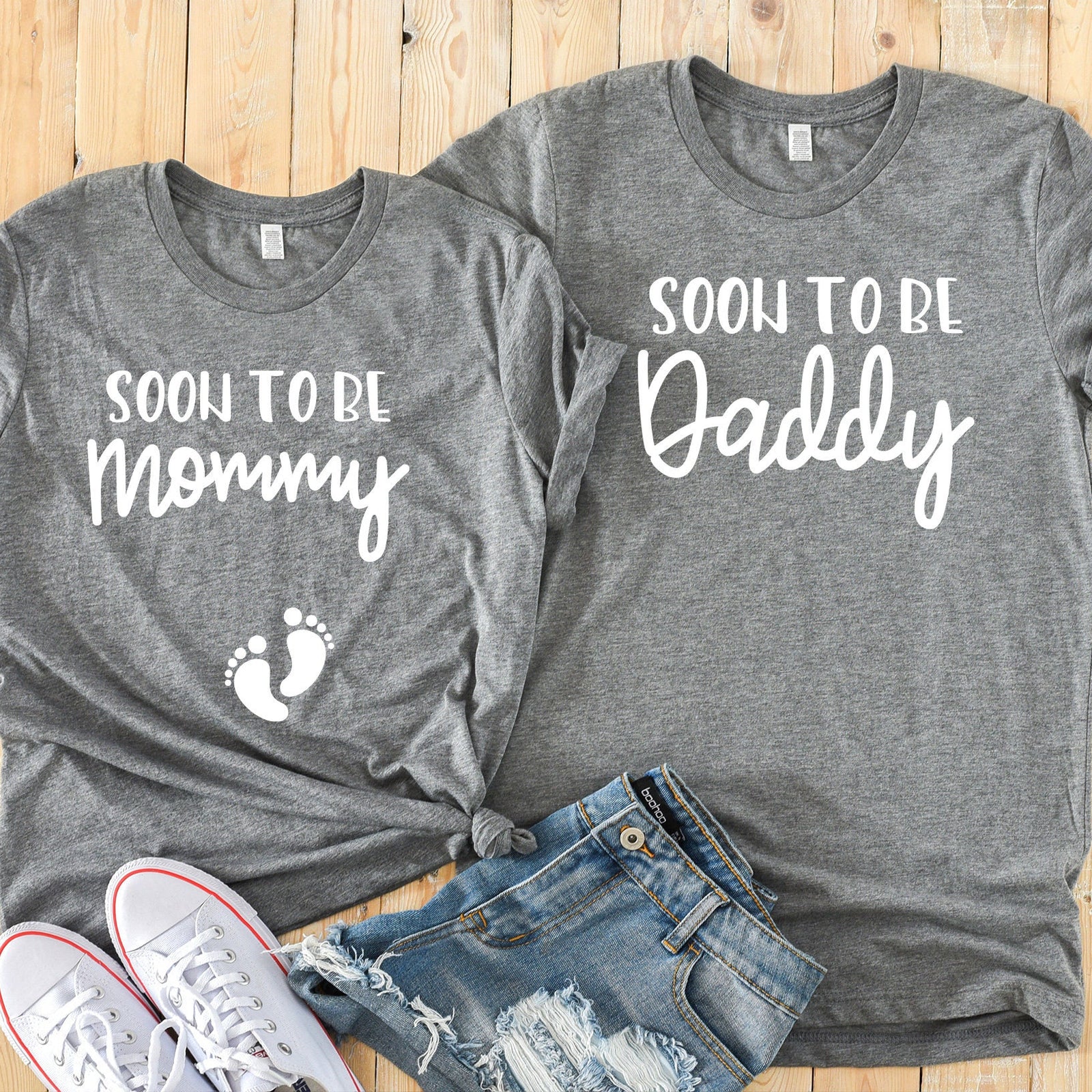 Soon to be Mommy - Soon to be Daddy -Matching Shirts - Cute Pregnancy Announcement - Baby Reveal