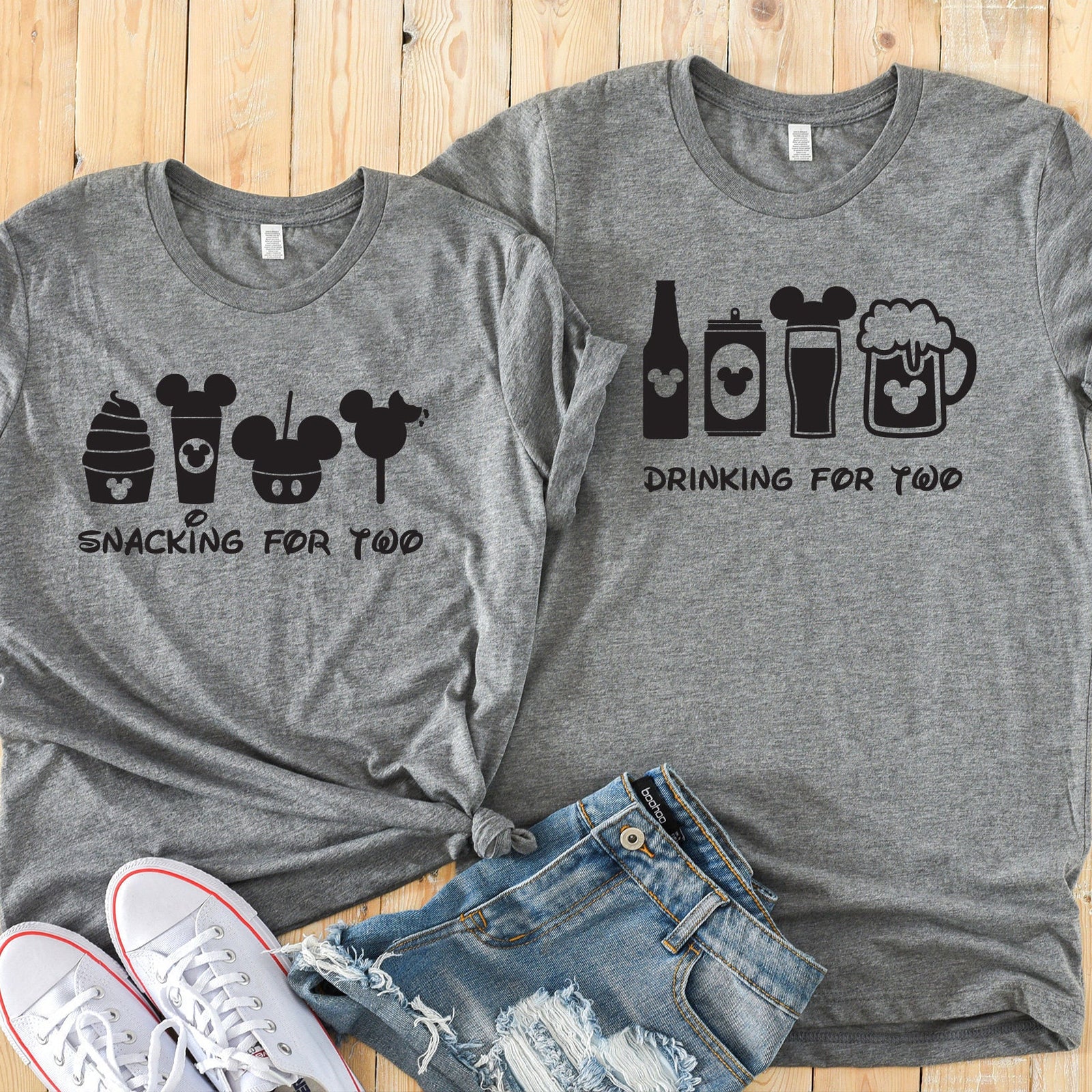 Snacking for Two - Drinking for Two - Funny Disney Couples Shirt - Matching Disney Shirts - Pregnancy Announcement Disney Shirt