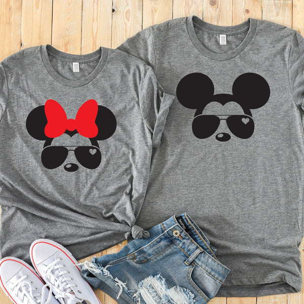 Minnie and Mickey Aviator Sunglasses Shirts for Couples