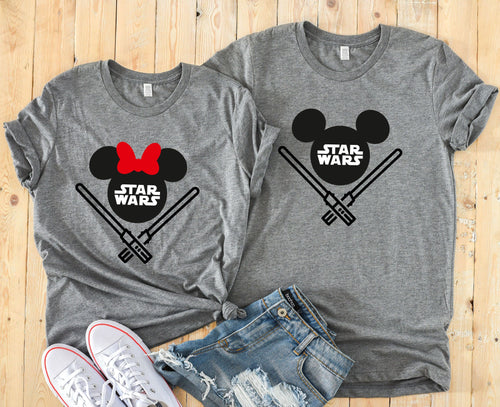 Star Wars Minnie and Mickey Shirts - Disney Star wars Couples Shirt- Disney Matching Shirts - Minnie and Mickey Couple Fan Shirt