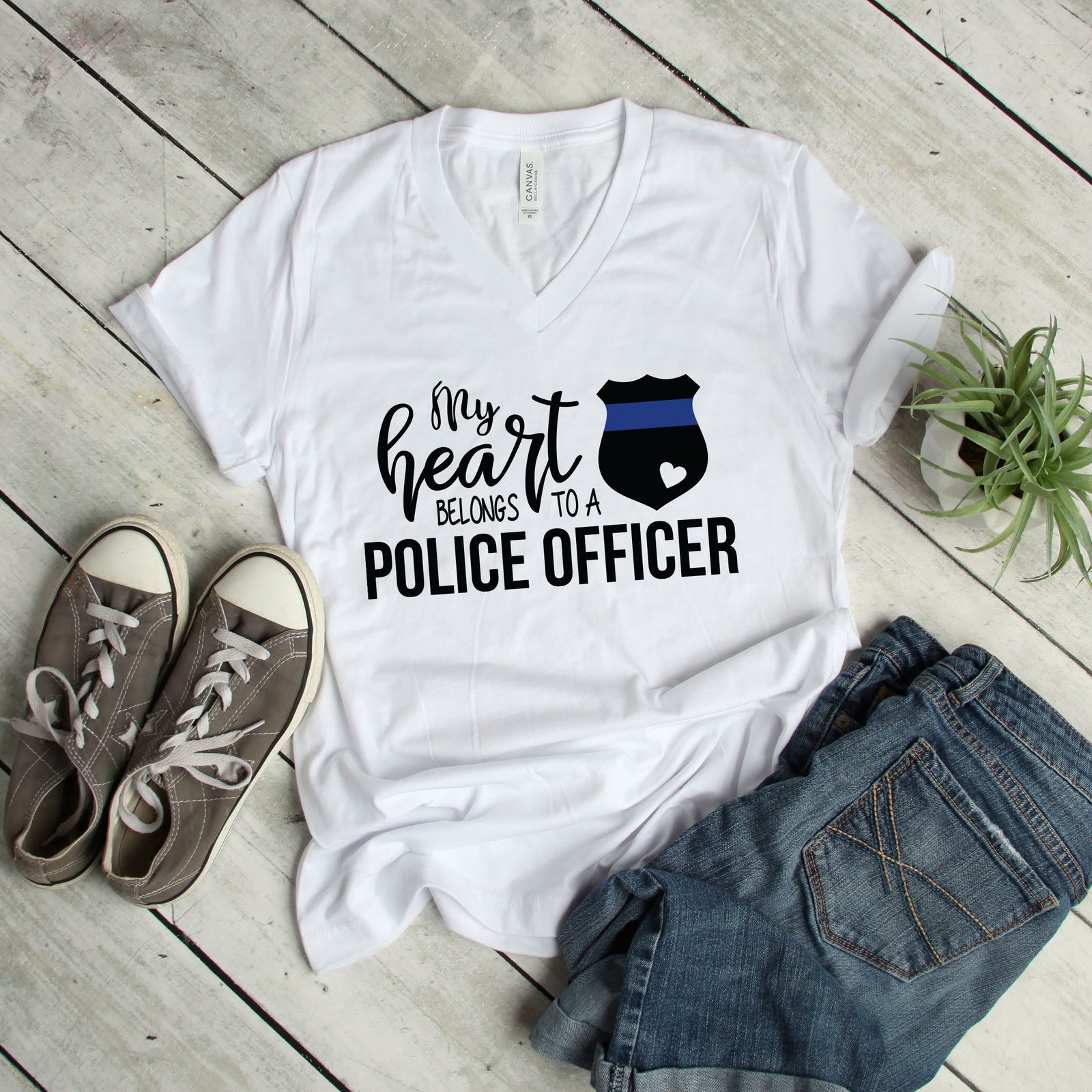 My Heart Belongs to a Police Officer - Police Officer Wife Shirt - Police Officer Love T Shirt - Police Wife Gift Shirt
