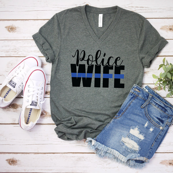 Police Wife T Shirt - Comfortable Blue Line Support Tee