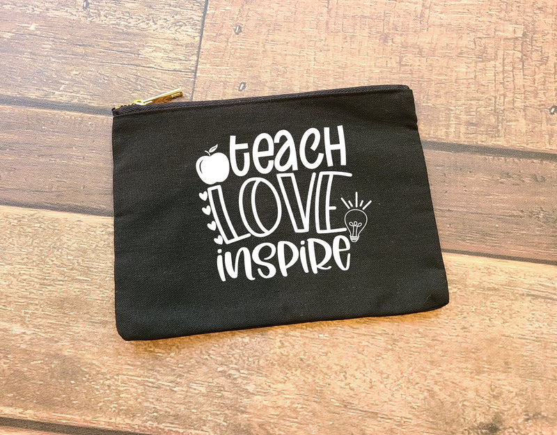 Teach Love Inspire Canvas Cosmetic Bag - Christmas Stocking Stuffer - –  PrintChix