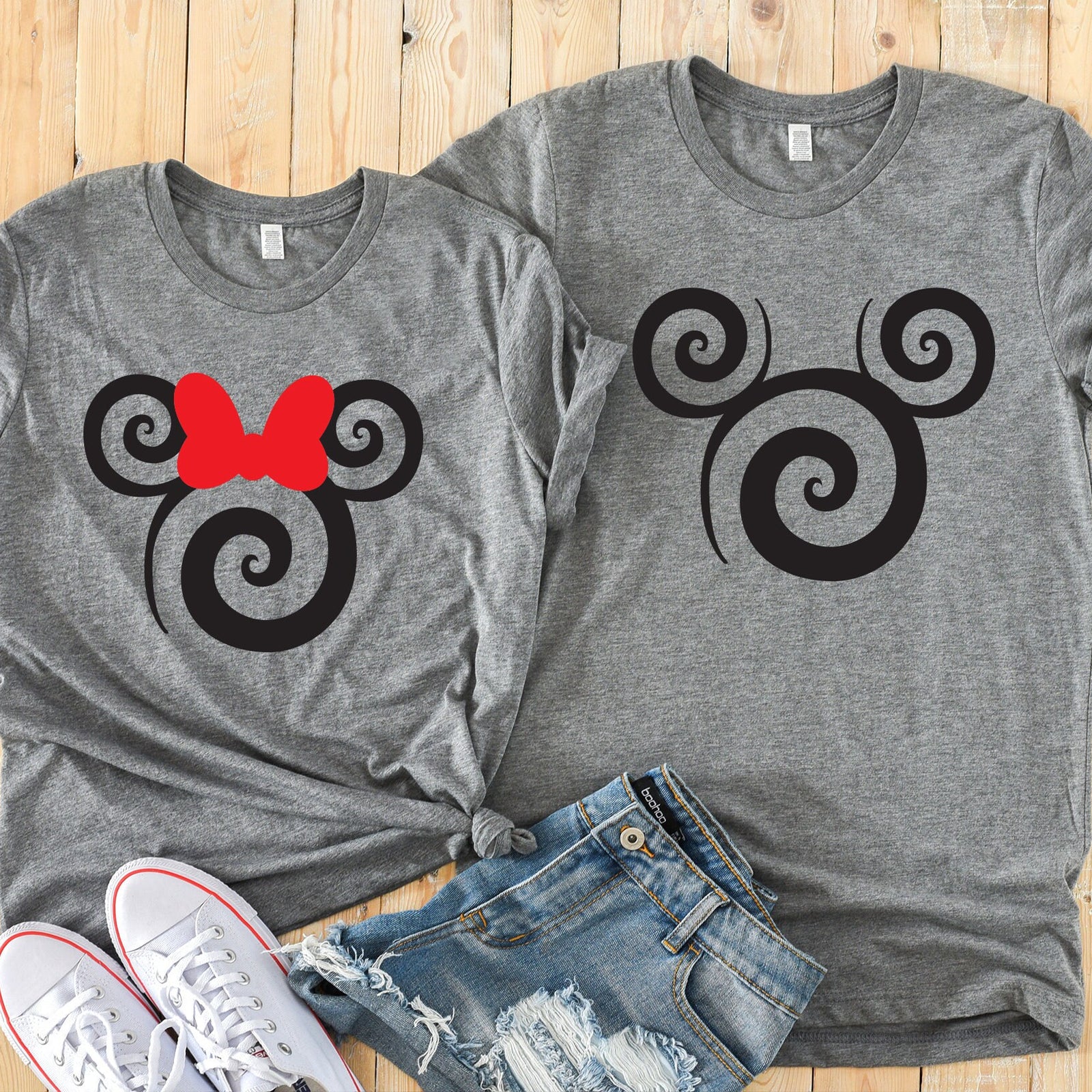Swirly Minnie and Mickey Shirts - Disney Couples - Matching Shirts - Peppermint Minnie and Mickey