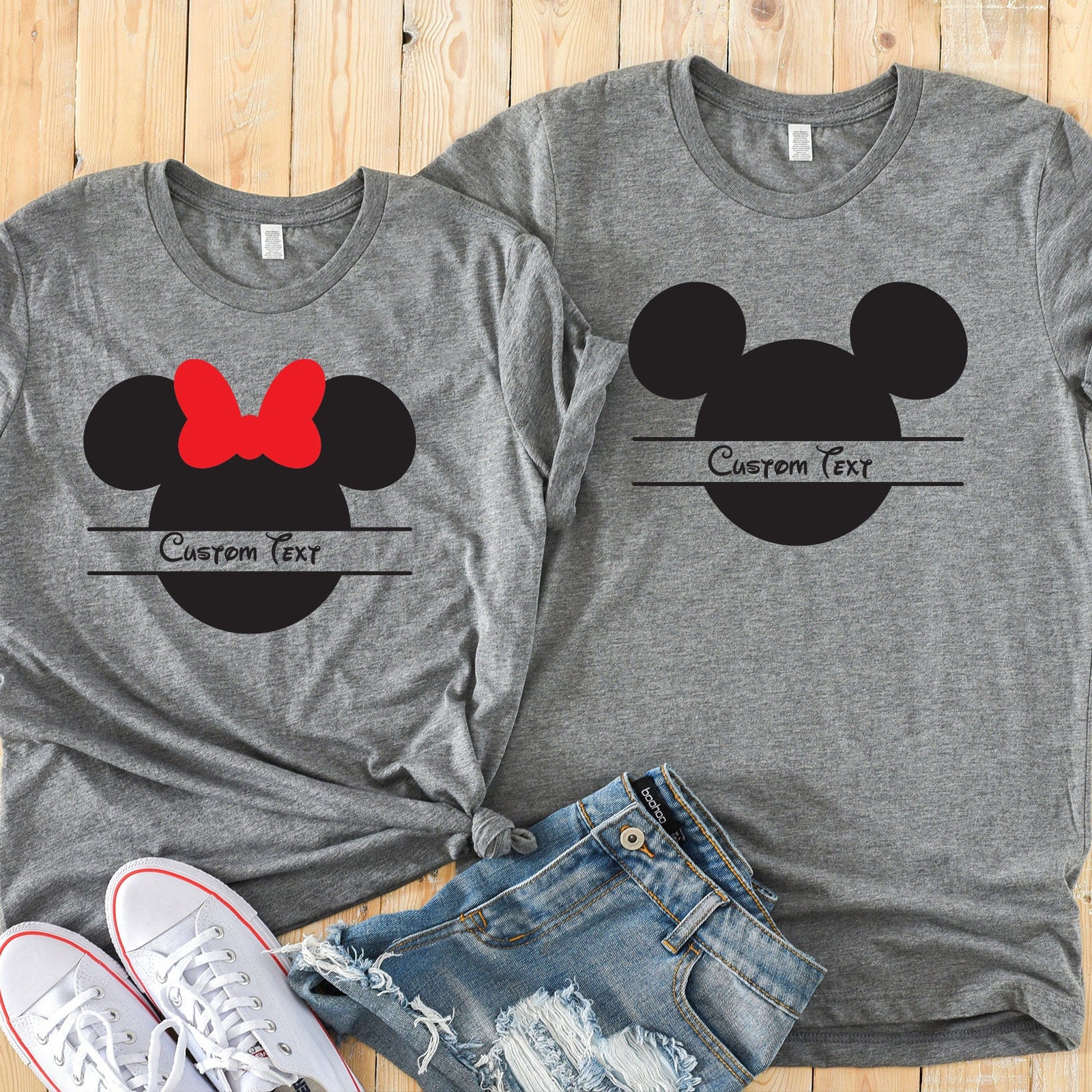 Custom Minnie and Mickey Shirts - Disney Couples Shirt - Matching Family Shirts - Personalized Name Monogram Minnie and Mickey Shirt