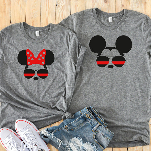 Minnie and Mickey Firefighter Shirts for Couples Fun