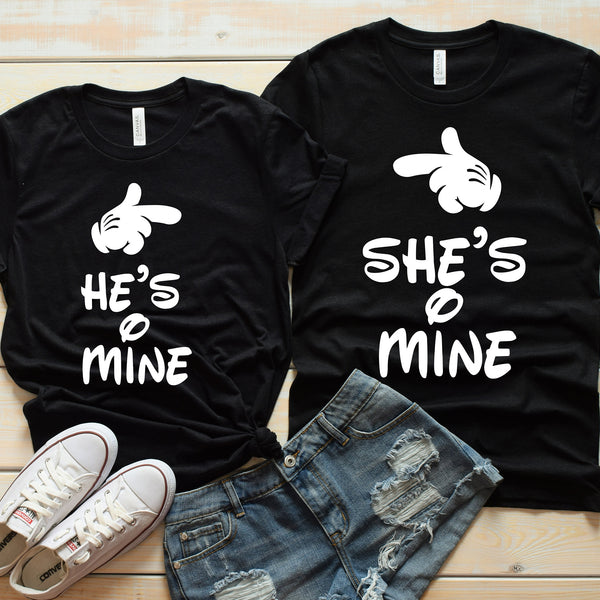 He's Mine and She's Mine Disney Couples Matching Shirts