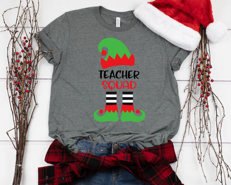 Funny Teacher Elf Squad Christmas T Shirt for Holiday Cheer