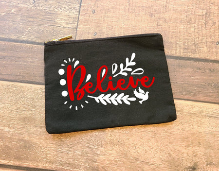Believe Canvas Bag - Cute Cosmetic Pouch for Gifts