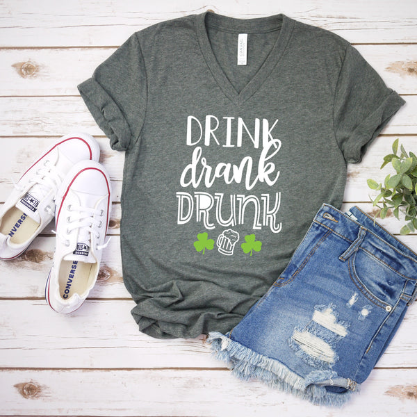 Drink Drank Drunk T Shirt for Fun St. Patrick's Day Celebrations