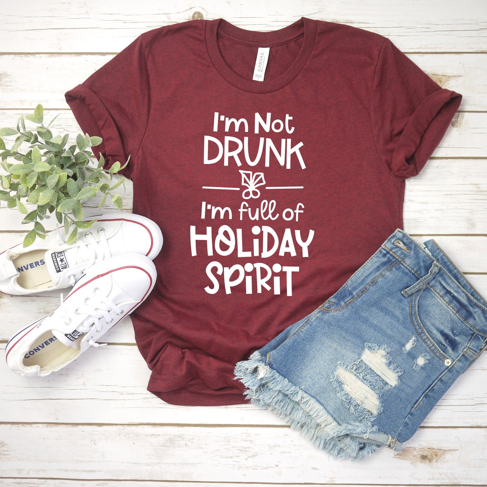 I'm not Drunk - I'm Full of Holiday Spirit Christmas T Shirt - Wine Lover T Shirt - Funny Christmas Party Matching Shirt Gift