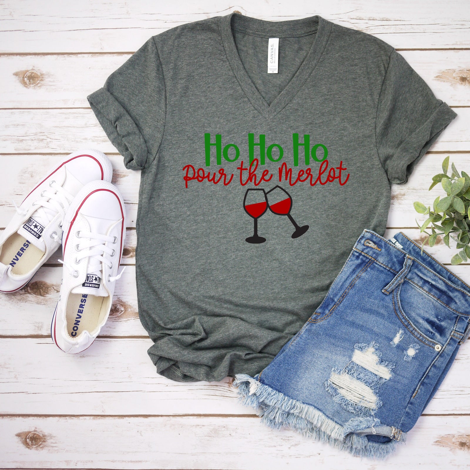 Ho Ho Ho Pour the Merlot Christmas T Shirt - Funny Wine Lover Gift Shirt- Christmas Party Couple Shirts - Wine Lover Holiday Shirt