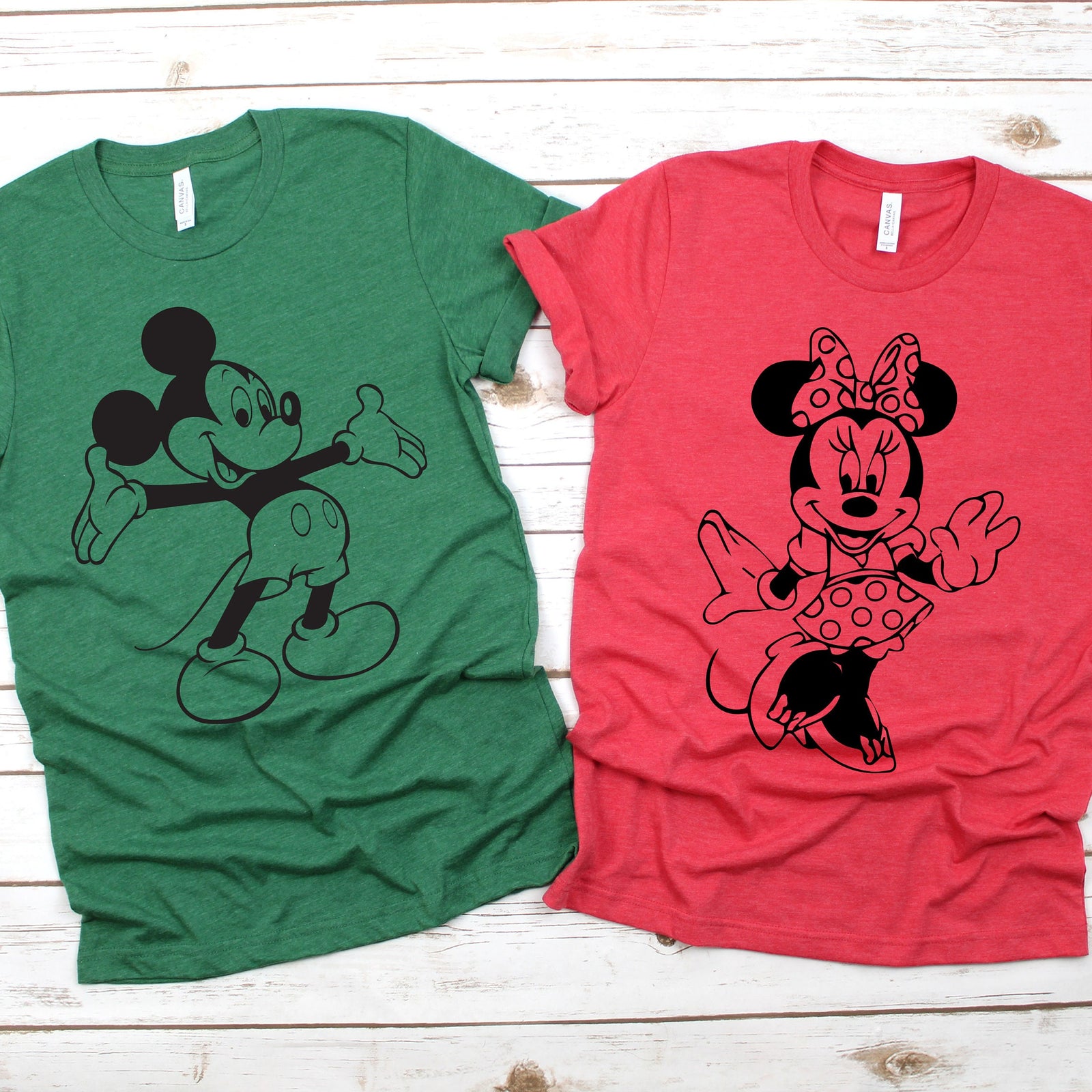 Minnie and Mickey Full Body Character T Shirts - Vintage Disney Couples Shirt - Disney Matching Shirts - Christmas Disney Shirts