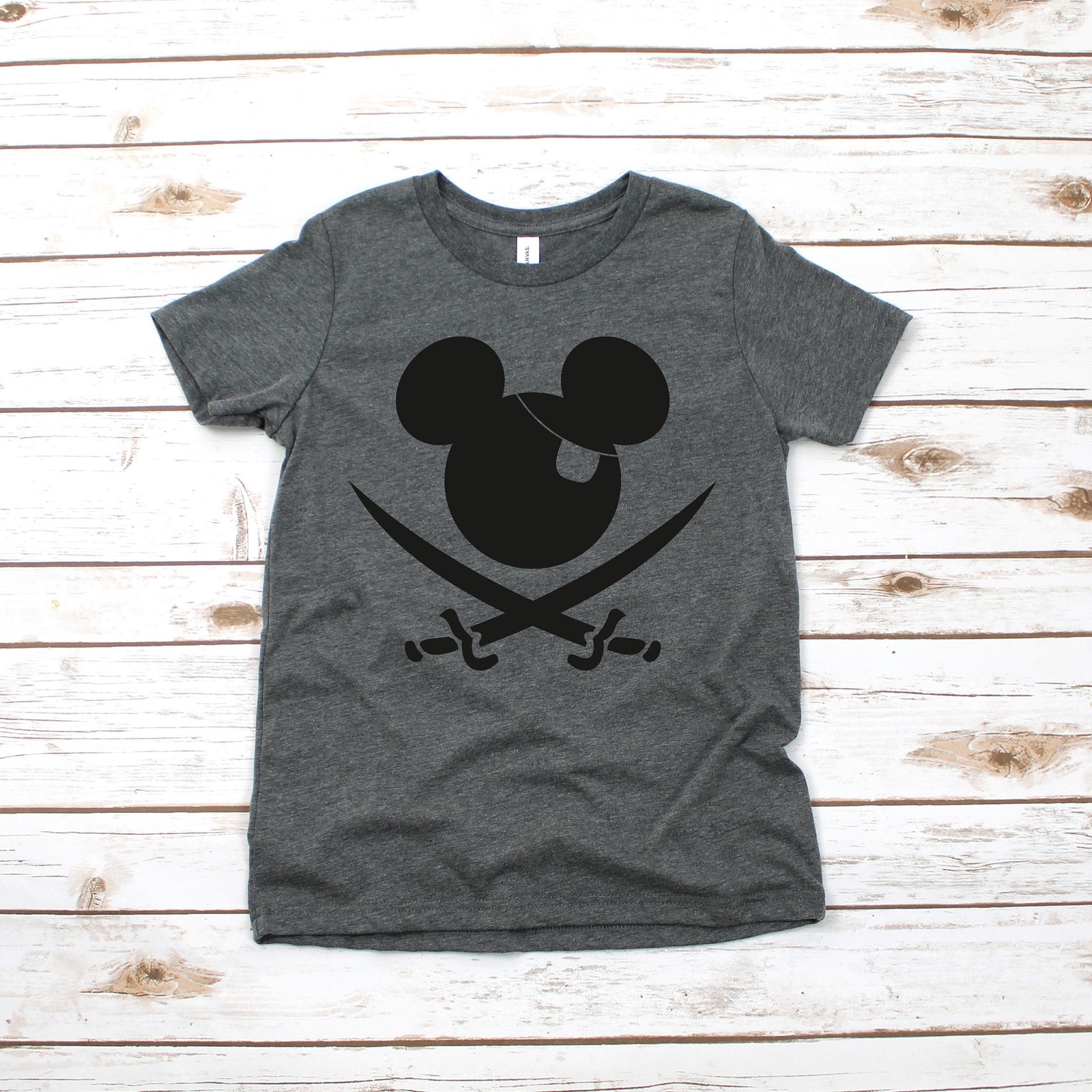 Custom Pirate Mickey Mouse Youth T Shirt - Disney Kids Mickey T Shirts - Disney Matching Family Shirts - Name Monogram Mickey Shirt