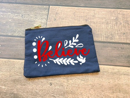 Believe Canvas Bag - Cute Cosmetic Pouch for Gifts