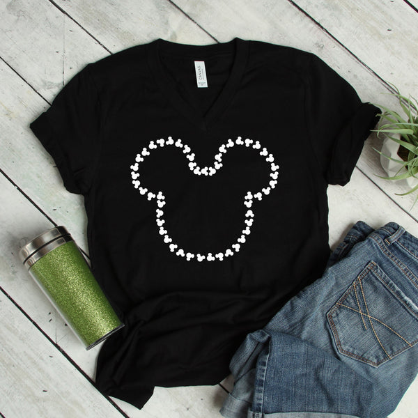 Mickey Heads Outline T Shirt for Disney Lovers