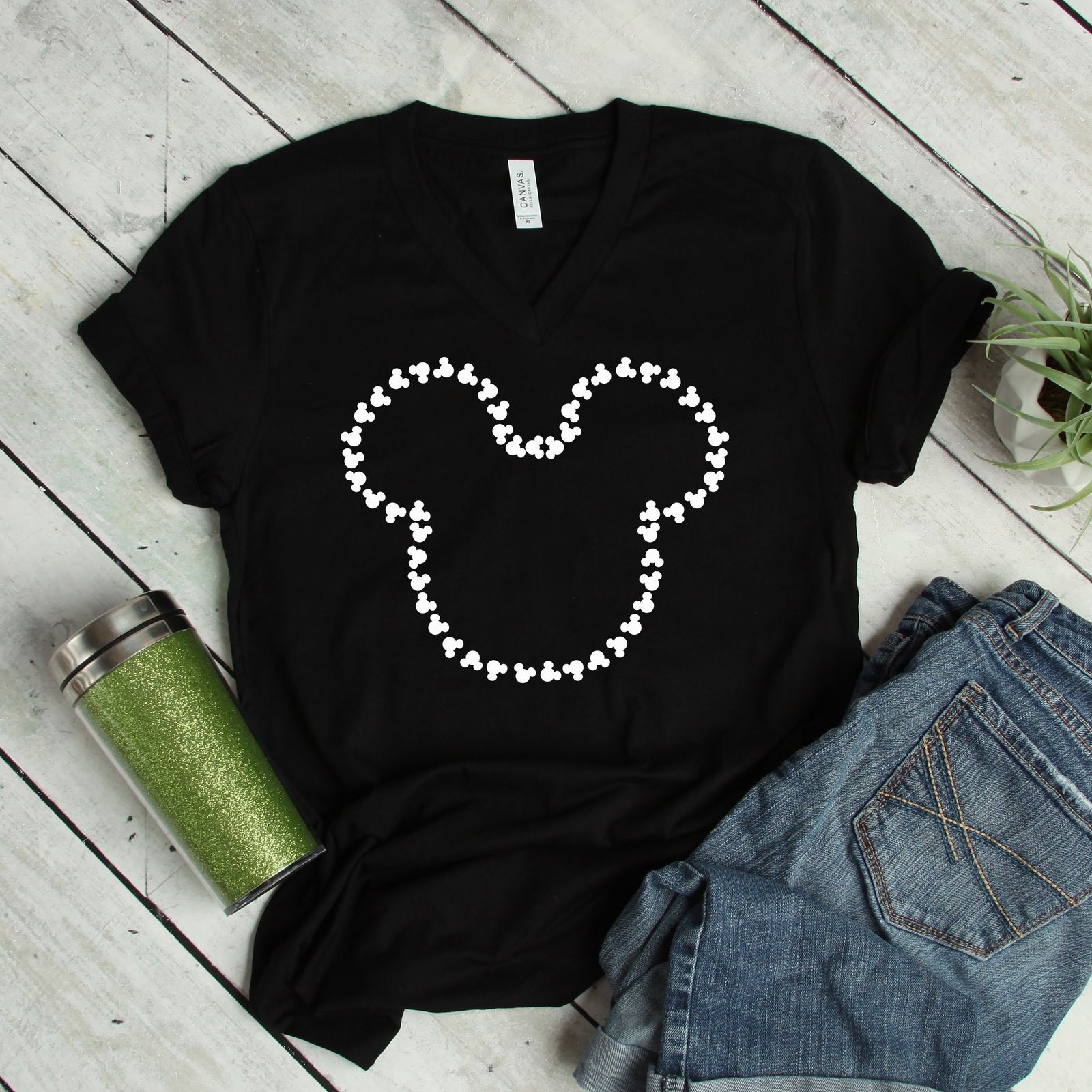 Mickey Heads Outline T Shirt- Mickey Mouse T Shirt - Mickey Mouse