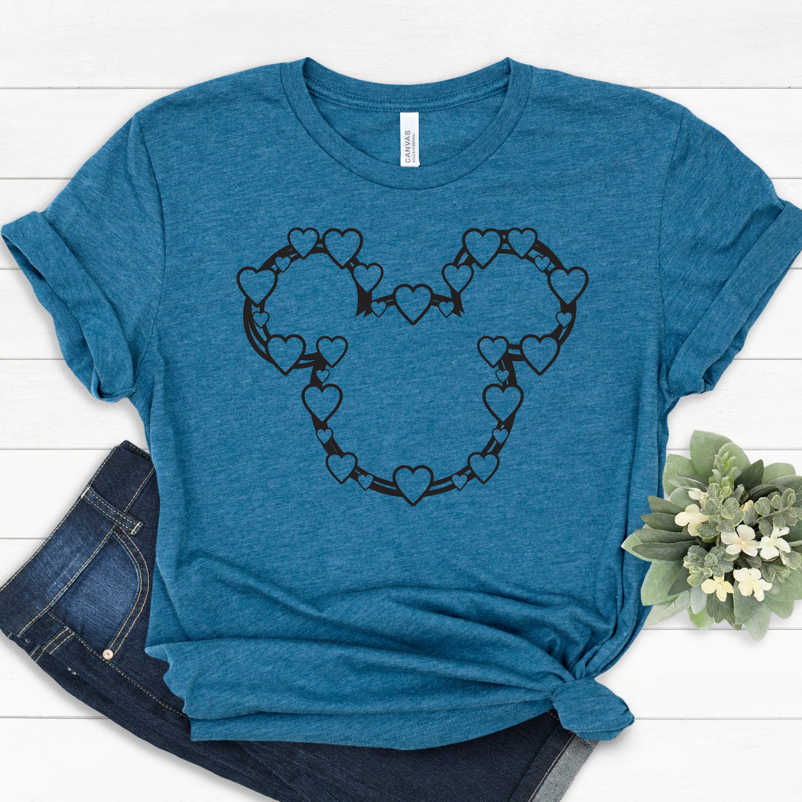 Mickey t shirt with Hearts - Valentines Mickey - Mickey Heart Outline - Disney Valentine's