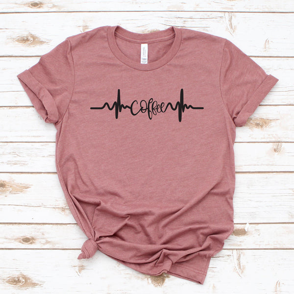 Coffee Heartbeat T Shirt for Coffee Lovers - Perfect Gift