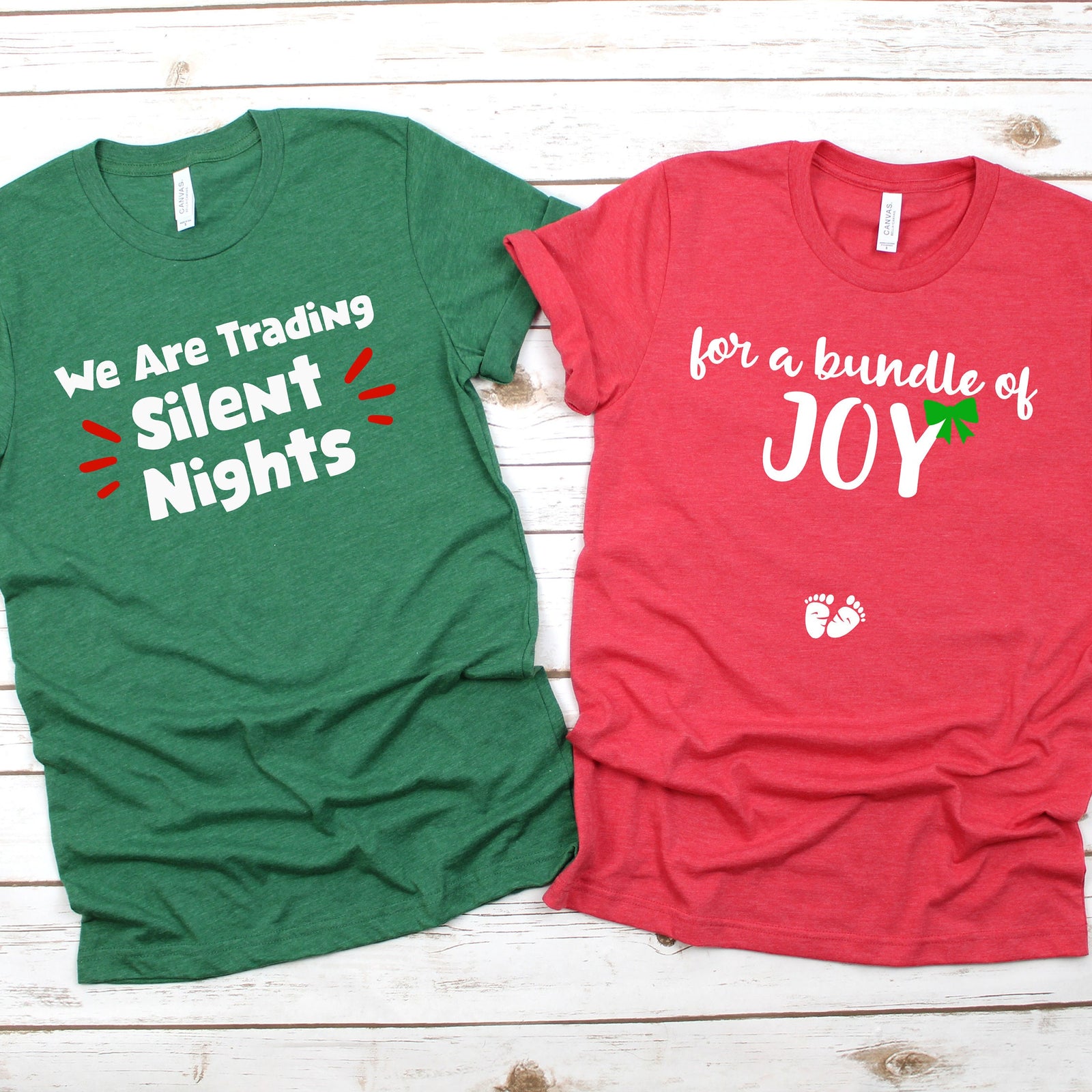 We Are Trading Silent Nights for A Bundle of Joy Christmas Shirt - Funny Christmas Couple Shirts -Pregnancy Baby Announcement - Baby Reveal