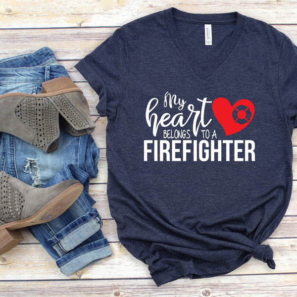 My Heart Belongs to a Firefighter Love T Shirt