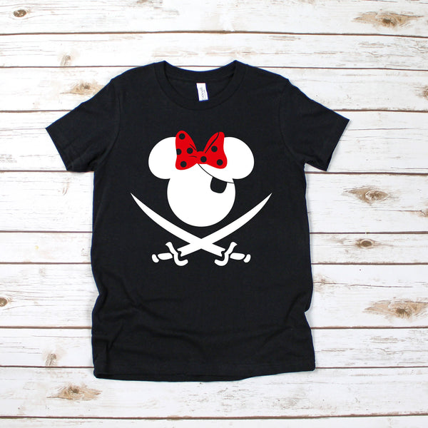 Custom Minnie Mouse Pirate T-Shirt for Kids Adventure