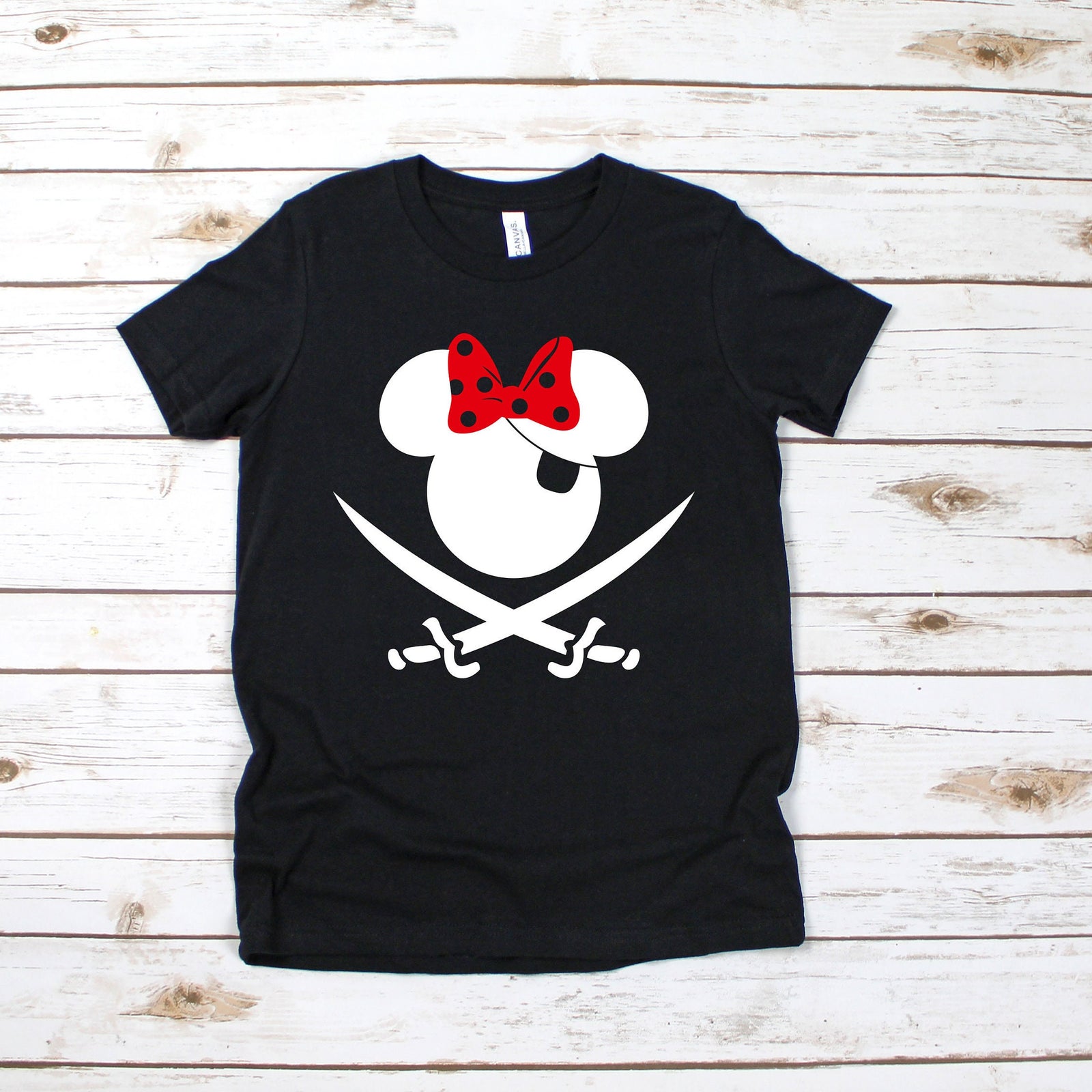 Custom Minnie Mouse Pirate Disney T shirt - Name Monogram Minnie Mouse Kids Shirt  - Personalized Disney Matching Family Shirts