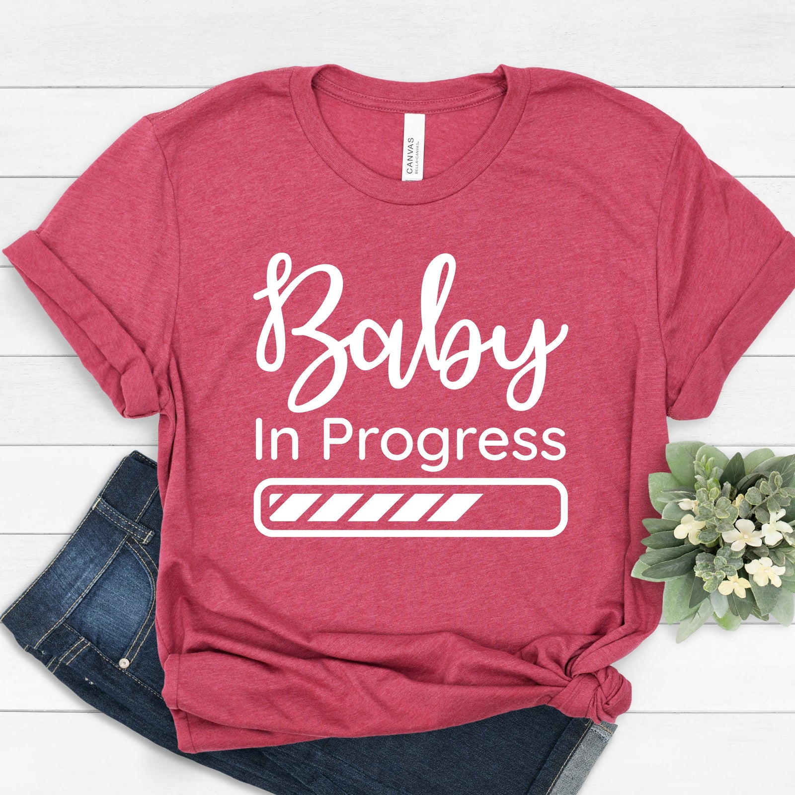 Baby in Progress T Shirt - Funny Pregnancy Announcement T Shirt - Mommy to be Shirt- Maternity Baby Reveal Shirt