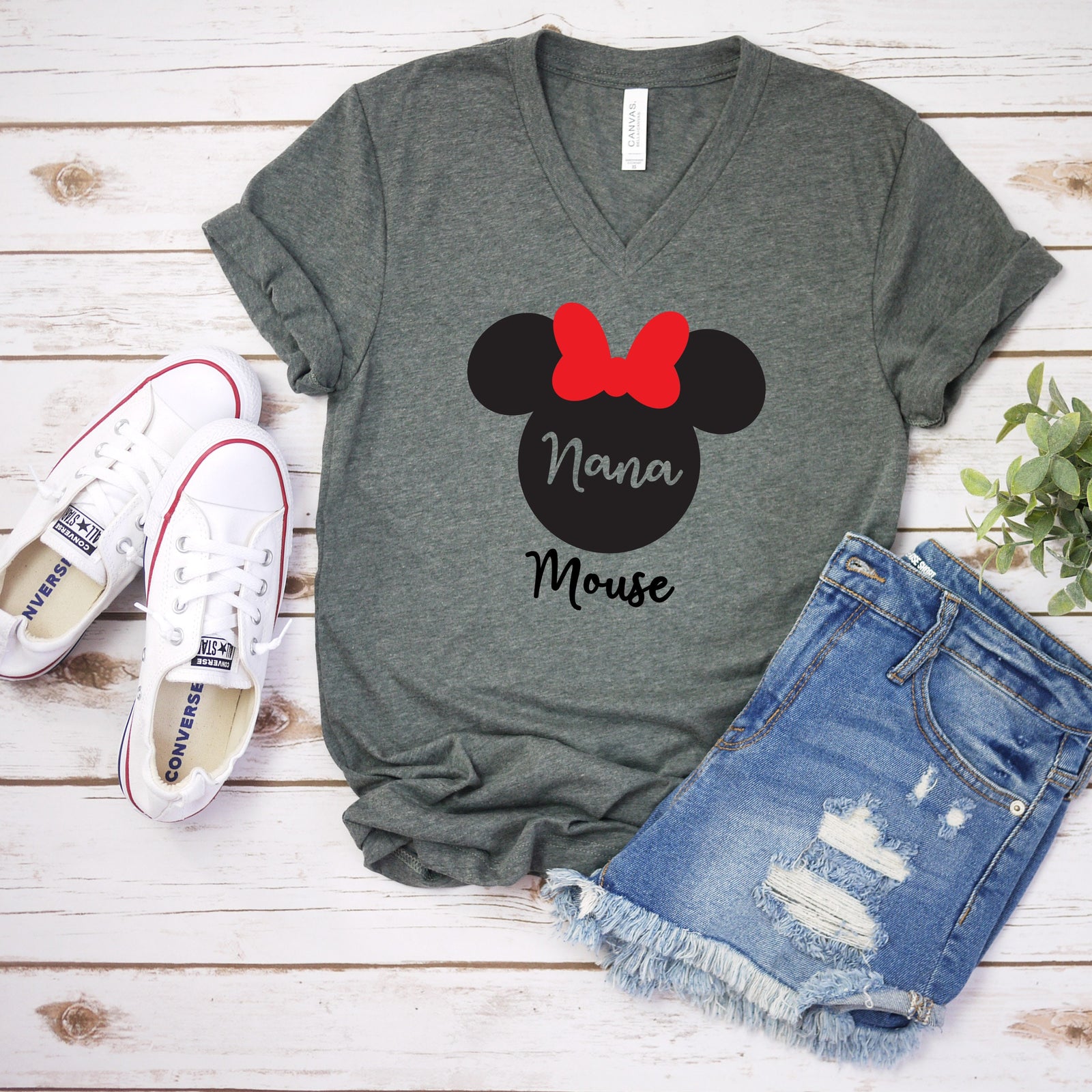 Nana Minnie Mouse t shirt - Disney Trip Matching Shirts - Cute Minnie Shirt -Family Matching Disney Shirts - Custom Name