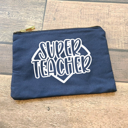 Super Teacher Canvas Cosmetic Bag for Holiday Gifting
