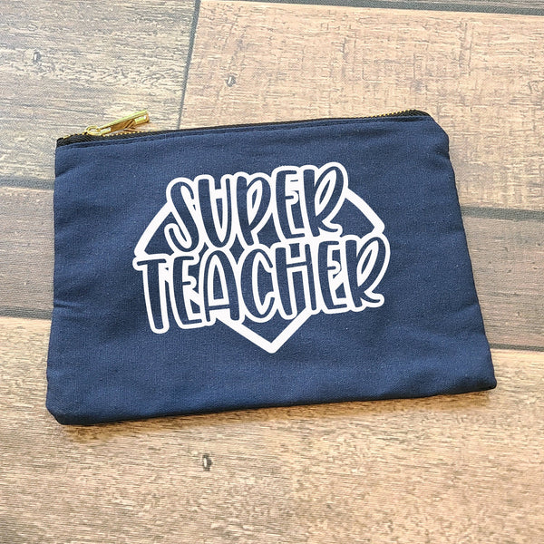 Super Teacher Canvas Cosmetic Bag for Holiday Gifting