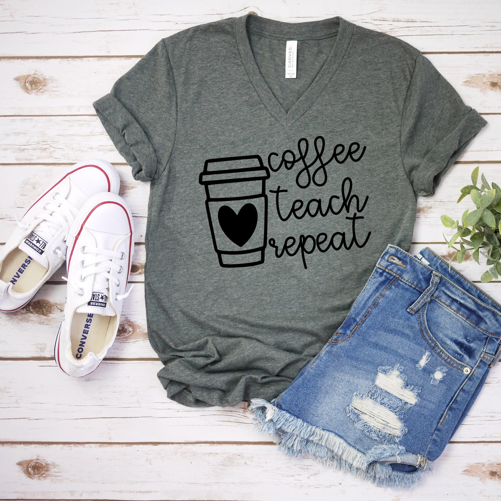 Coffee Teach Repeat - Teacher Shirts - Favorite Teacher T Shirt