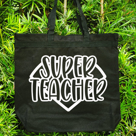 Super Teacher Tote Bag - Large Zipper Gift for Teachers