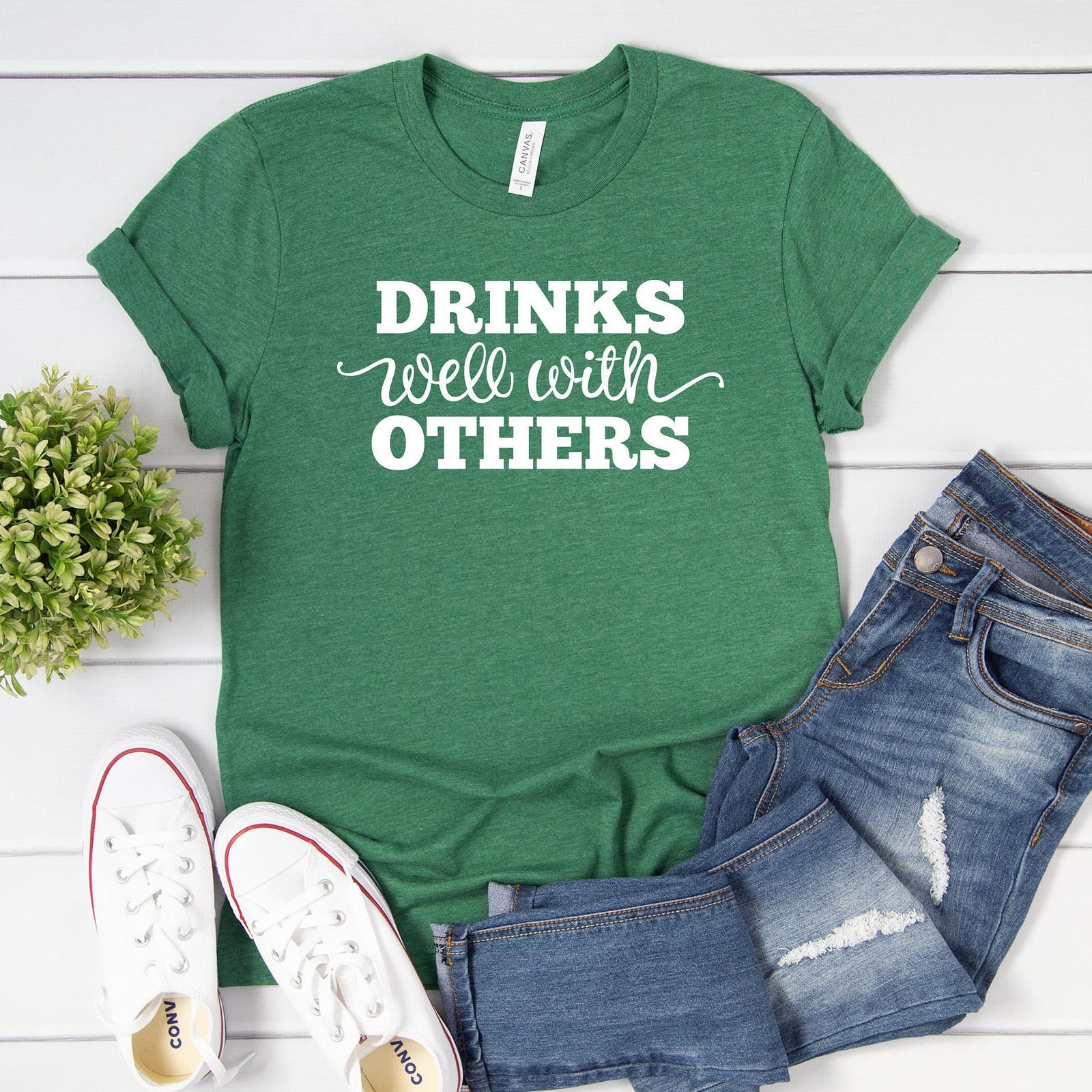 Drinks Well With Others T Shirt - Funny Drinking Shirt - St. Patrick's Day - Funny Saint Patty's Day Humor Shirt -  Drink Lover Shirt