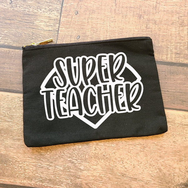 Super Teacher Canvas Cosmetic Bag for Holiday Gifting