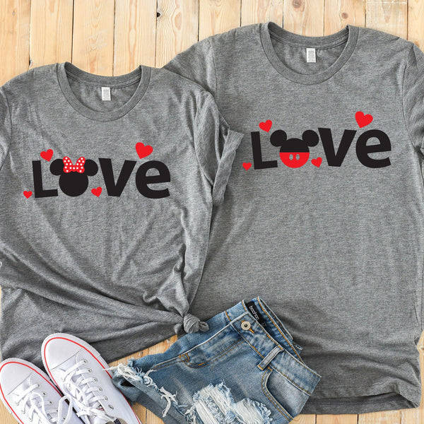 Minnie and Mickey Love Valentine's Day T Shirts for Couples