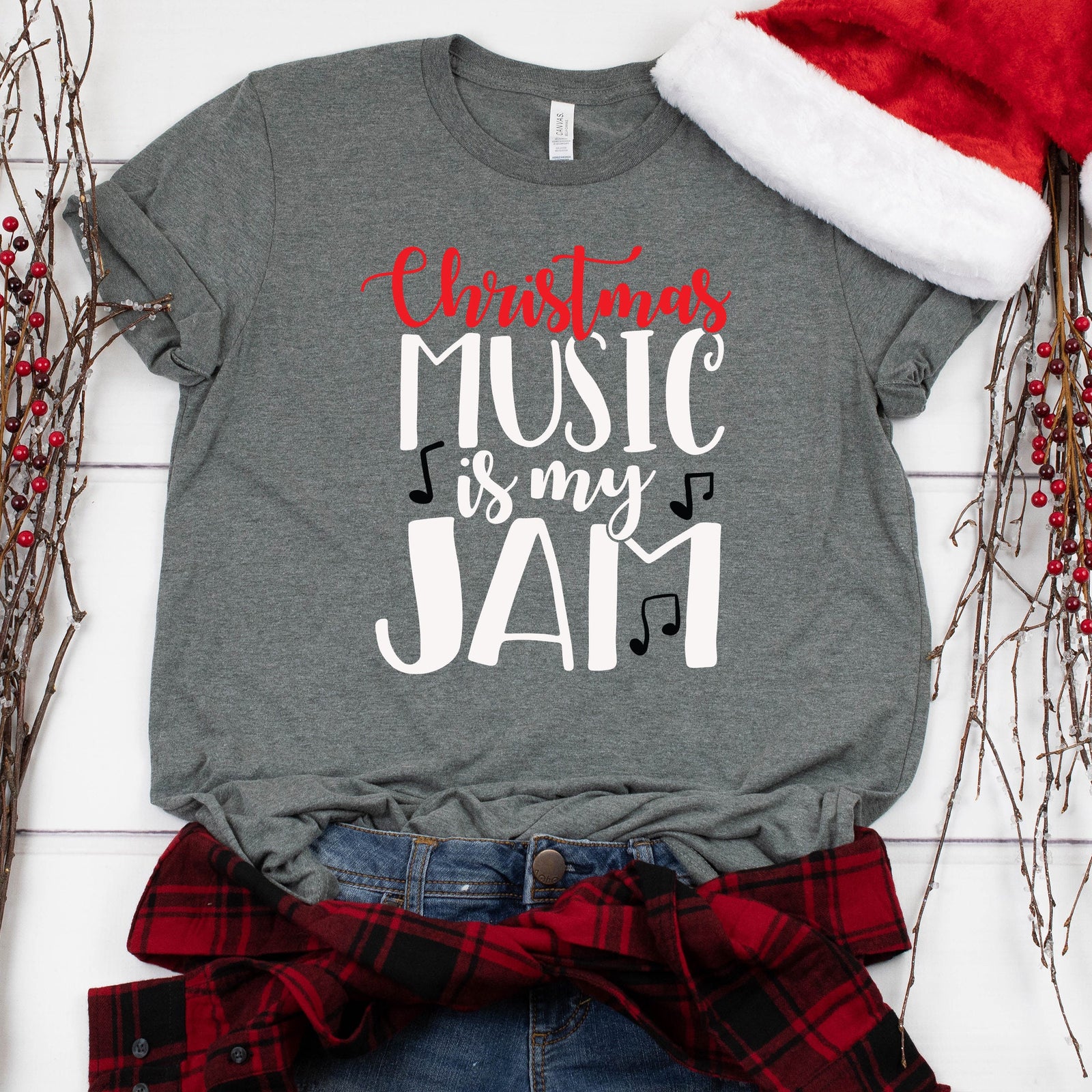 Christmas Music is My Jam Christmas Shirt - Funny Christmas Couple Shirt - Holiday Matching Shirt - Christmas Statement Shirt