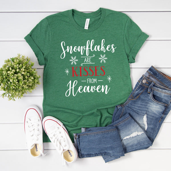 Snowflakes are Kisses from Heaven Christmas T Shirt - Cozy Holiday Style